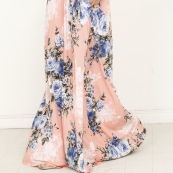 EGS 😘by Éloges Peach Floral Maxi SUMMER Dress in Coral Pink - Picture 12 of 13